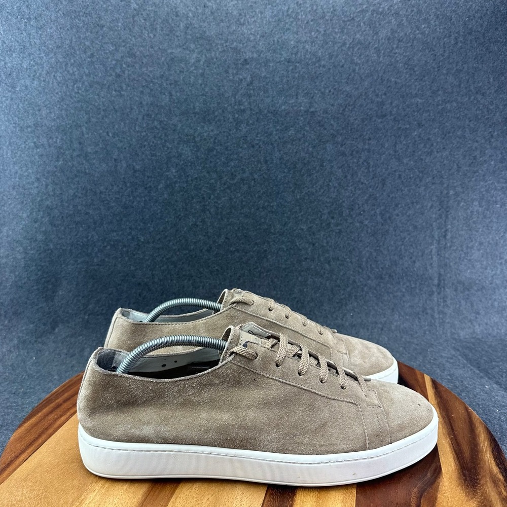 Santoni Men's Tan Suede Sneakers Leather Shoes Made in Italy 10 Men's US